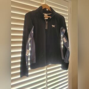Victoria's Secret PINK Black Half Zip Hoodie - Size Medium